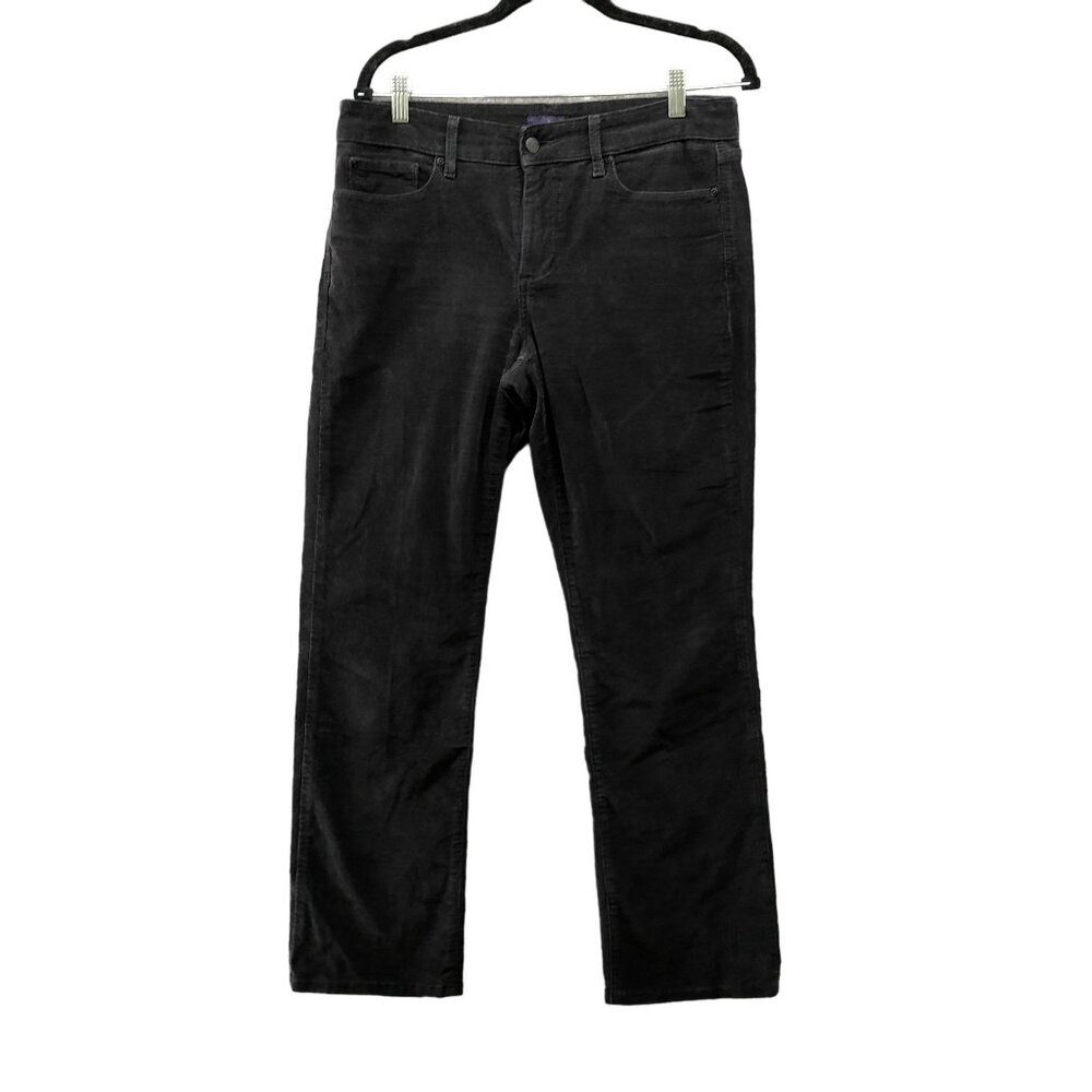 NYDJ Marilyn Straight Corduroy Pants Womens 8P Black Stretch Jeans